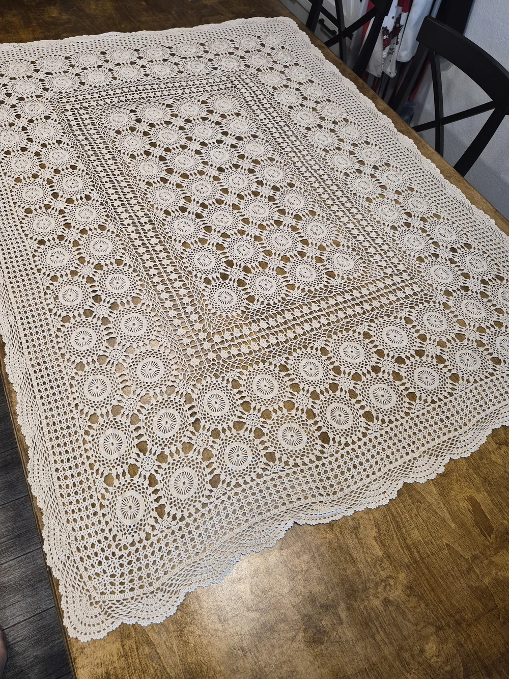 Handmade Crochet Beige Lace Dining Cover